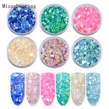 6 цветов/набор, светильник из натурального жемчуга для ногтей, кусочки морской раковины, частицы, дробленая оболочка, очаровательные инструменты для маникюра, дизайна ногтей, блестящие украшения