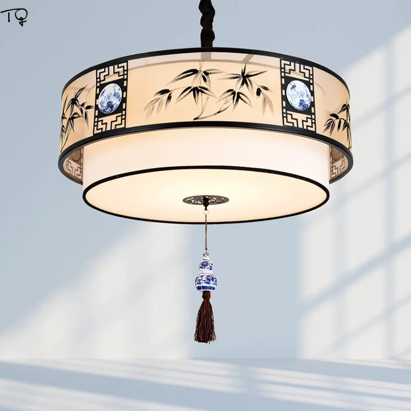 

New Chinese Pendant Light Led E27 Antique Circular Traditional Creative Modern Hotel Dining Living Hall Study Tatami Decor Home