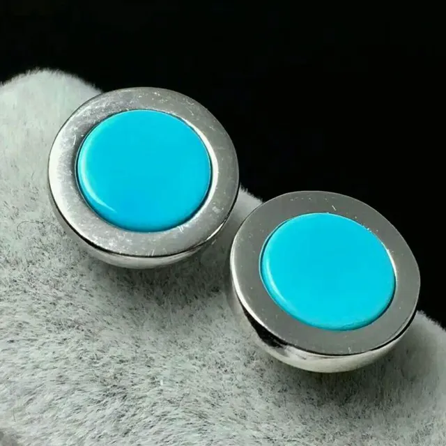 Radhorse Round Shape Earring Genuine 925 Sterling Silver Turquoise Radhorse Round Shape Earring Genuine 925 Sterling Silver Turquoise Stud Earrings For Women Lovely Clic