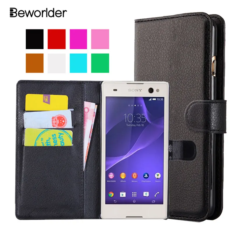 Beworlder Case For Sony Xperia C3 S55T PU Leather Lychee Pattern
