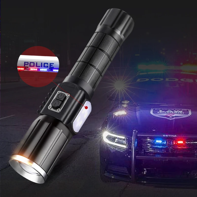 فوق البنفسجية قوية التكتيكية مصباح يدوي كري t6 مصباح ليد جيب الشرطة الصيد فلاش ضوء اللمس USB قابلة للشحن 18650 فانوس