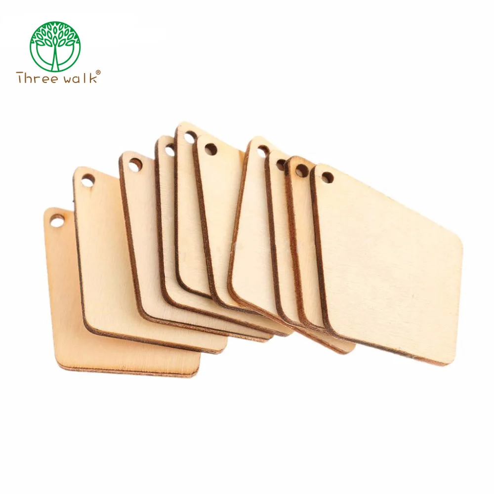 

50pcs/lot 5*4cm Natural Wood Rhombic Chips For Gift Decoration