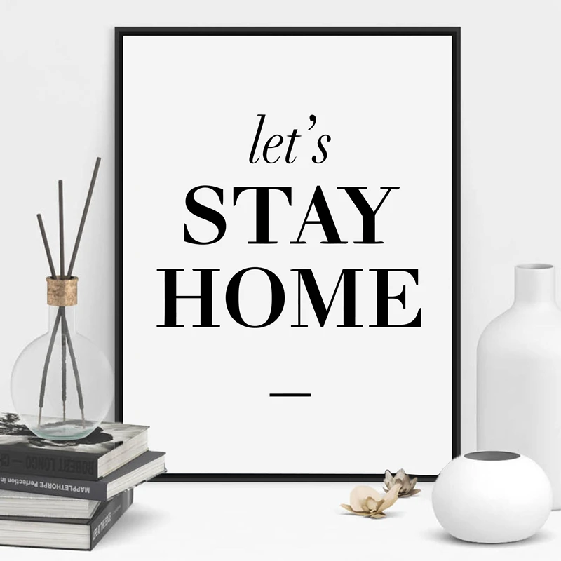 Poster Painting Let‘s Stay Home Wall Art Minimalist Canvas Home Decor Modern New