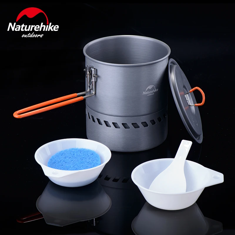 

NH NatureHike 2-3person Super Super Lightweight Portable Cooking Set Collection Exchanger Camping Pot Set Non-Stick Picnic Pan C