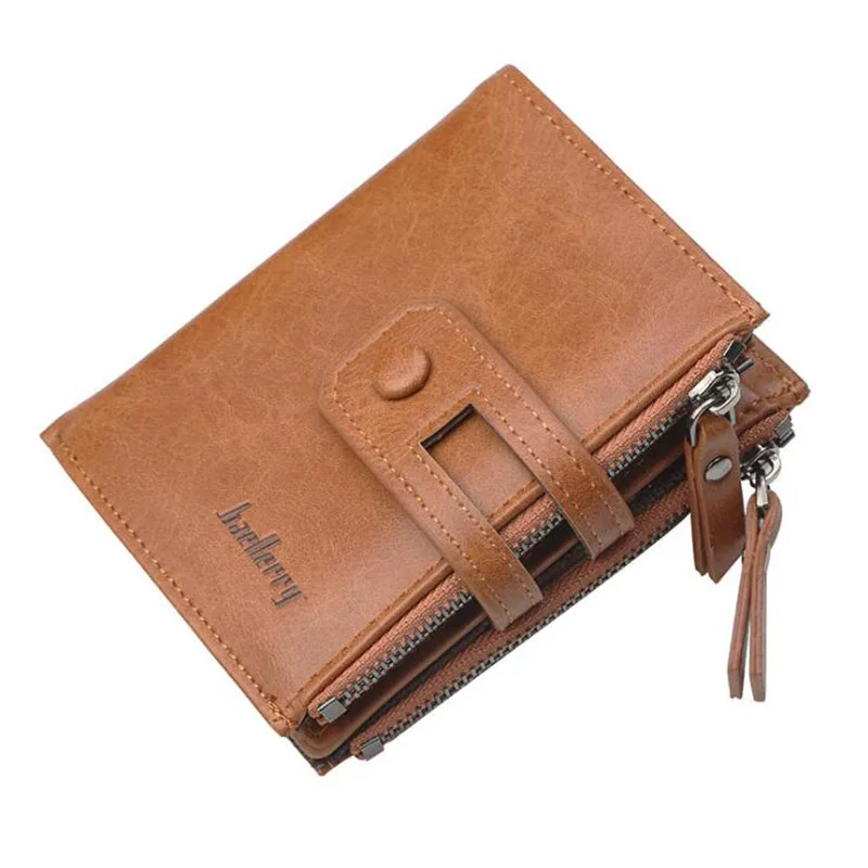 

Big Capacity Leather Wallet Men Small Perse Multi Zipper Pocket Male Credit Card Holder Short Coin Purse Walet Fashion Money Bag