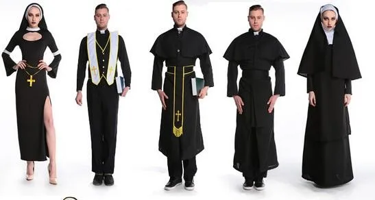 Одежда для вечеринки; маскарадный костюм на Хэллоуин драма Clergyman костюм священника маскарадный костюм для взрослых мужские Косплэй одежда платье монахини
