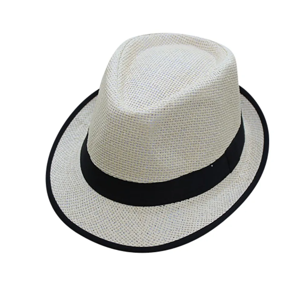 Спальное место#5001 Унисекс Мужская и Женская пляжная соломенная шляпа джаз Панама шляпа Федора Гангстерская шляпа Sombrero Hut Strohhut - Цвет: Black