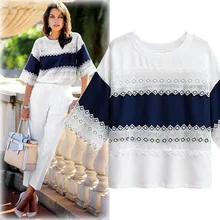 XL-5XL размера плюс повседневные женские футболки летние модные кружевные лоскутные элегантные топы тройники с коротким рукавом Свободная Женская одежда