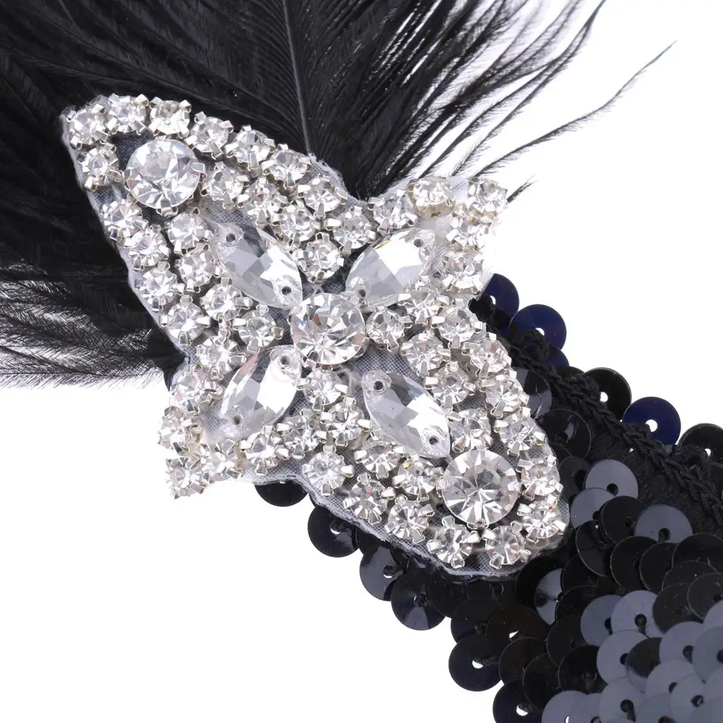 Vintage 1920s Great Gatsby Plume Feather Headband Wedding Bridal Party Church Ascot Race Hair Accessories