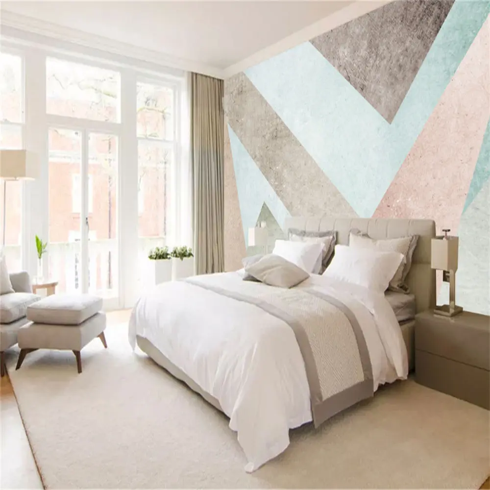 Custom wallpaper mural Nordic blue abstract lines modern minimalist bedroom wall - high-grade waterproof material Custom wallpaper mural Nordic blue abstract lines modern minimalist bedroom wall - high-grade waterproof material