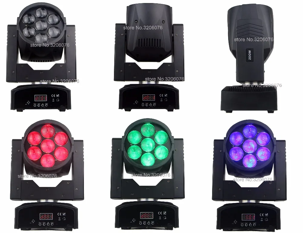 2 шт./лот диско dj Освещение zoom wash 7*15 Вт RGBW 4в1 led цвет смешивания мини движущаяся головка