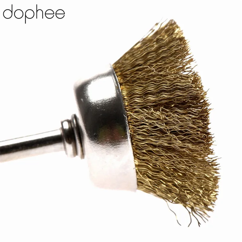 Dophee Dremel аксессуары вращающаяся щетка Dremel латунь Стальная проволока щетка хвостовик кисти для полировки шлифования 20 шт