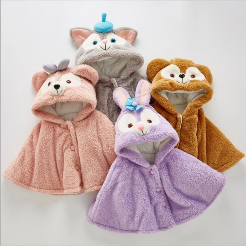 winter wind proof cloak for baby girls boys cotton warm jackets kids coats children clothes duffy bear coats (5)
