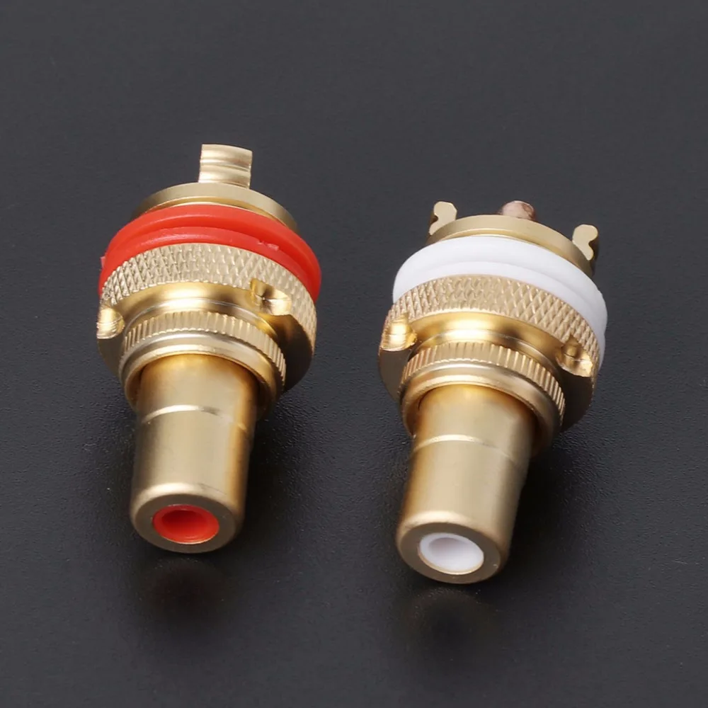 2 шт. медный RCA гнездовой разъем Lotus Audio Socket усилитель блочные разъемы|Соединители|