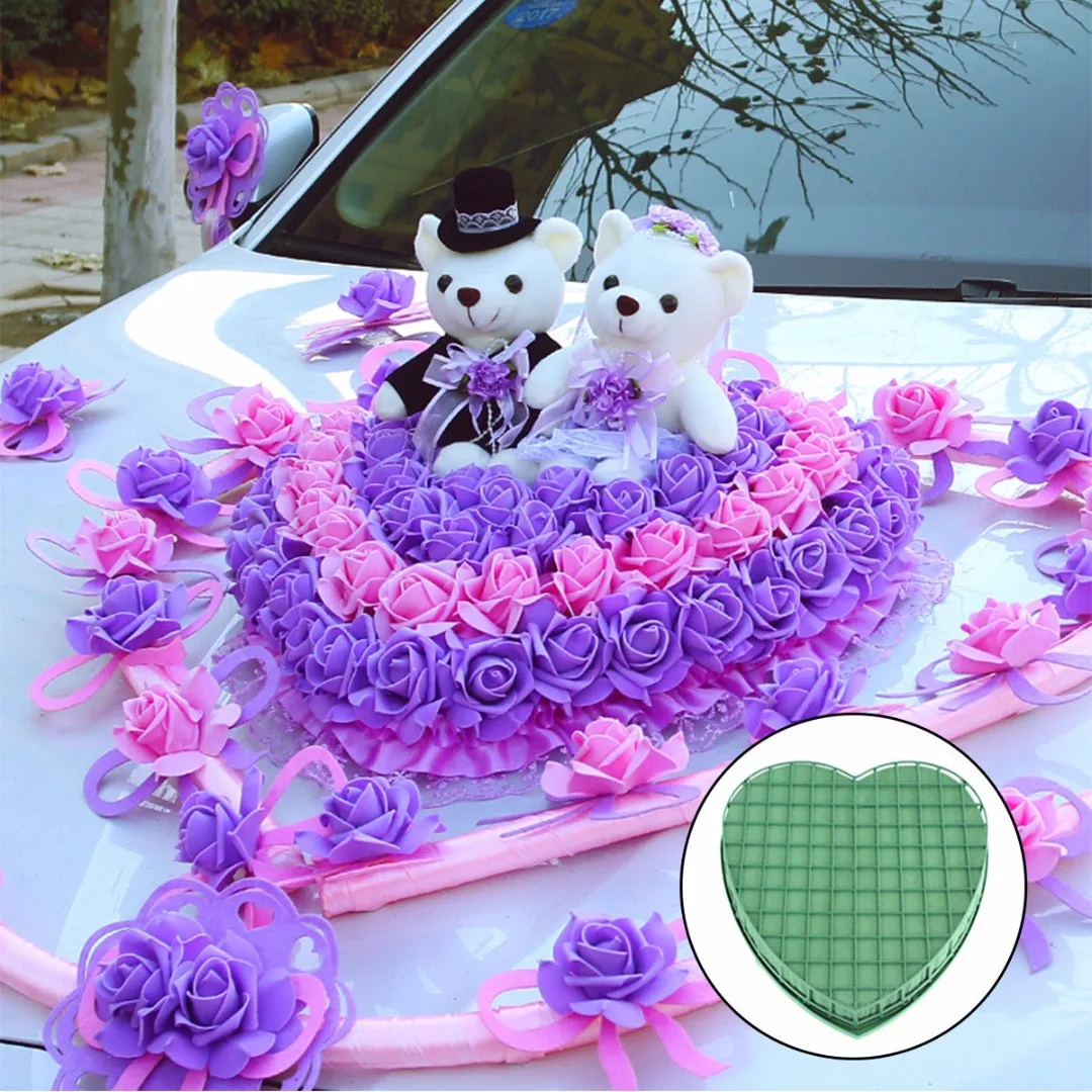 1pcs 20cm New Heart Shape Flower DIY Wet Foam Fresh Floral Wedding Car Flower Display