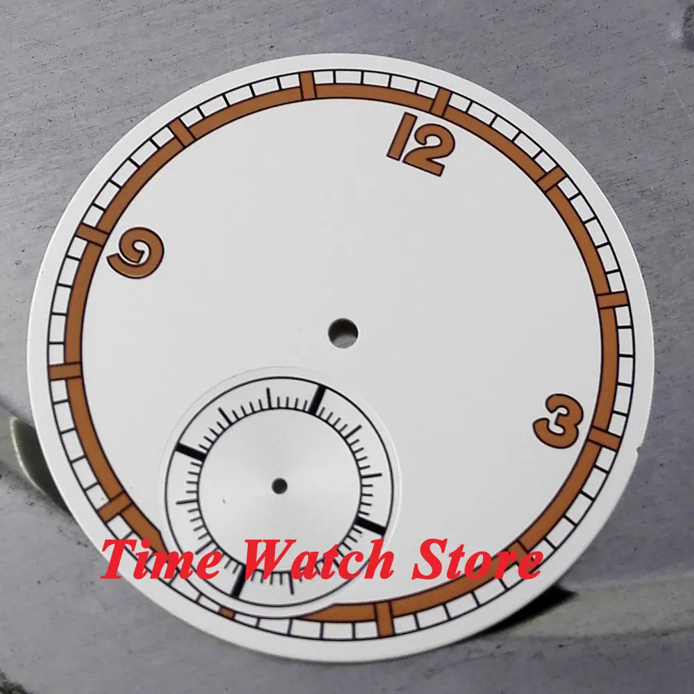 

Simpple 38.9mm white sterial dial fit 6498 movement Watch dial golden marks D27