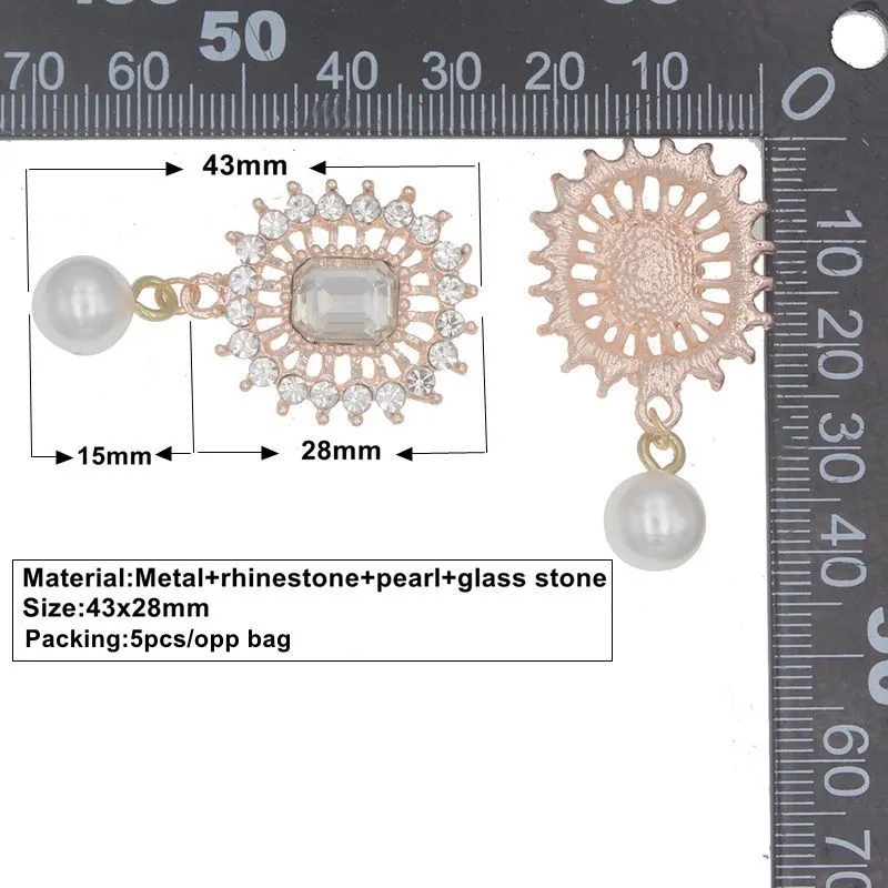 43x28 мм стразы, декоративные пуговицы, ручная работа, металлическая жемчужная кнопка, украшение для самостоятельного украшения дома, аксессуары