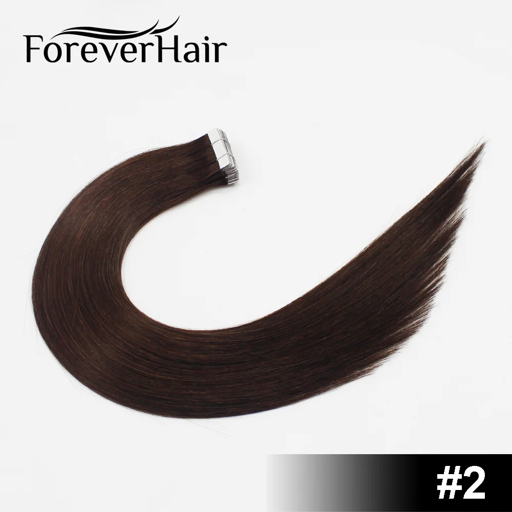 FOREVER HAIR 2,0 г/шт. 1" Remy лента для наращивания волос цвет фортепиано#10/6 бесшовные прямые волосы уток человеческих волос для наращивания ленты - Цвет: #2
