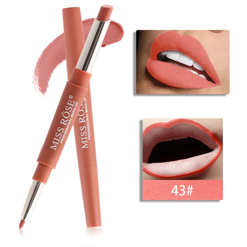 1Pcs Sexy Coral Red 20 Color Double-end Lip Makeup Lip Liner Waterproof Moisturizing Lipsticks Lasting Lip Pencil Cosmetic#02 - Цвет: 43