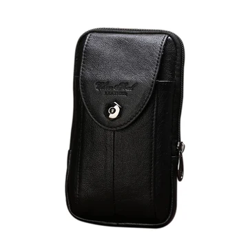 

Hot Sale New Item Men Genuine Leather Waist Bag Cell/Mobile Phone Case Card Holder Purse Pouch Hook Belt Skin Cowhide bag #314-L