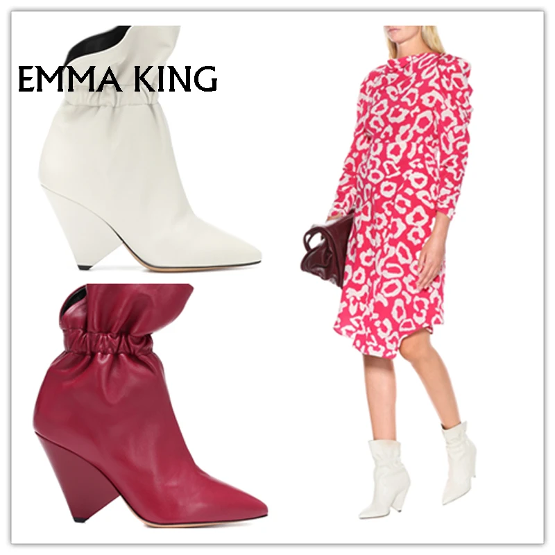 

Spring/Autumn NEW High-Heeled Women Ankle Boots PU Pointed Fashion Botas Mujer 2019 Trendy Shoes Woman Heels Ladies Plus Size