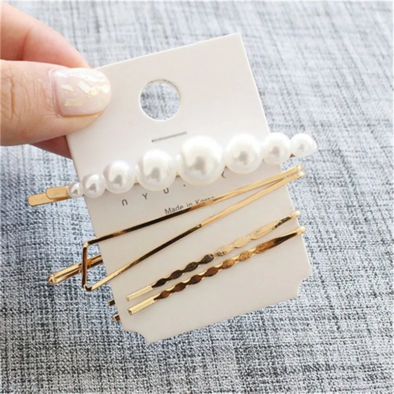 

1PCS/3Pcs Korea Pearl Hairpins Comb Metal Imitiation Beads Hair Clips Bobby Pin Hairstyle Accessories Hair Styling Tool