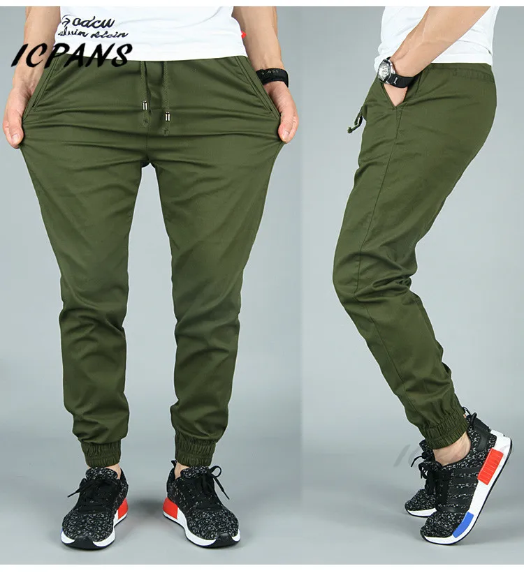 ICPANS Men Pant Cargo Joggers Cotton Elastic Jogger Men Casual Pants Khaki Black Mens Trousers Summer 2019 Plus Size XXXL 