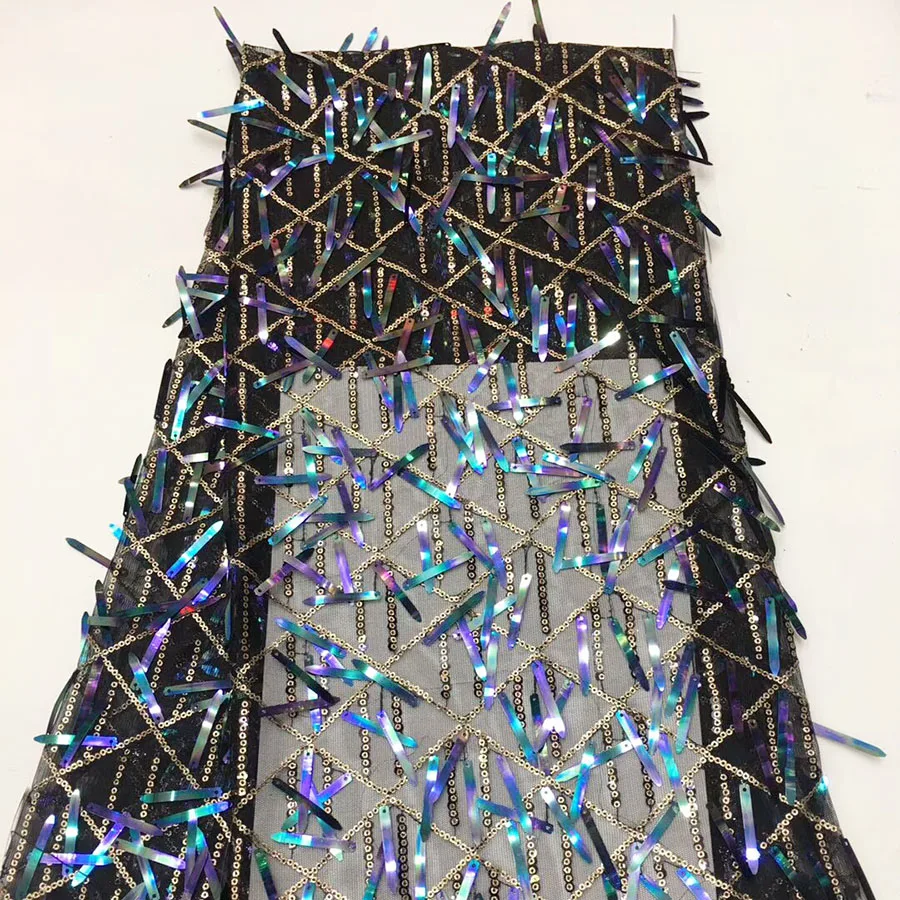 

90cm*130cm Higth quality Long sequin Fabric Shiny Embroidery Knit Lace Fabric For Make Clothing Dresses