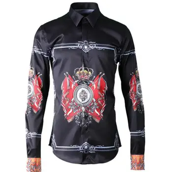 

New Arrival Gothic Royal Flag printed Men's Turn-down Collar Fashion Casual High Quality Plus Size M L Xl 2xl 3xl 4xl