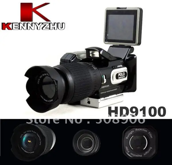 HD Digital DV Camcorder Video Camera HD9100 + 16x Telephoto Lens + Wide