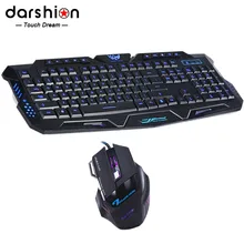 LED English backlit keyboard mouse combo Switch Tricolor +7 Button Colorful Professional Wired Gaming Mouse