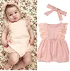 Nouveau-né fille bébé vêtements enfants couleur unie body bébé fille à manches courtes col rond vêtements mignon tenue de bébé enfants vêtements ► Photo 1/6