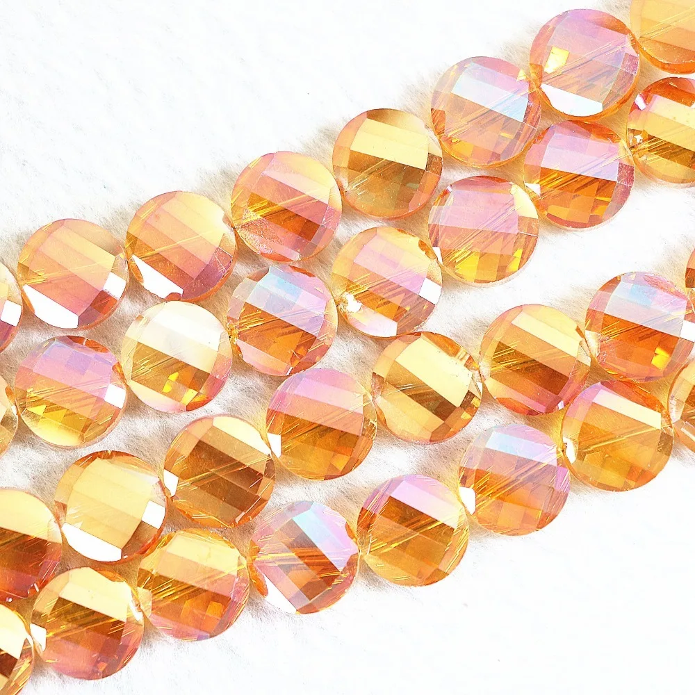 Free Shipping 14mm Gold Champagne Crystal Glass Beads Faceted Button