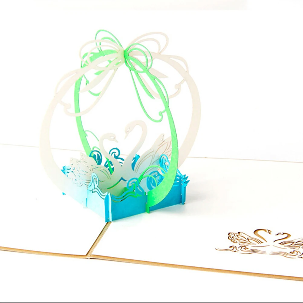 3D ручной лазерный разрез винтажные открытки креативные подарки на день рождения открытка Лебедь поздравительные открытки для влюбленных пар