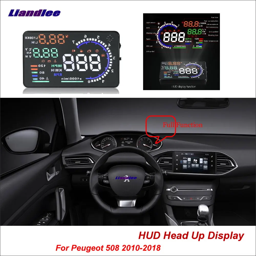 

Liandlee For Peugeot 508 2010-2018 OBD Safe Driving Screen Car HUD Head Up Display Full Function Projector Refkecting Windshield