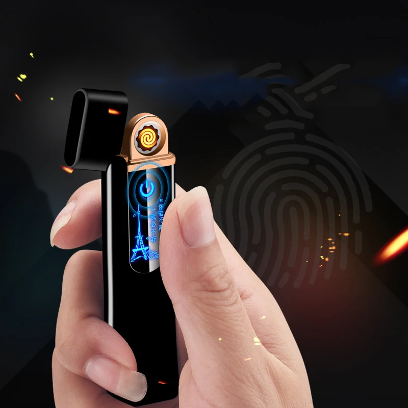 

Fingerprint induction usb charging lighter creative windproof electronic cigarette lighter