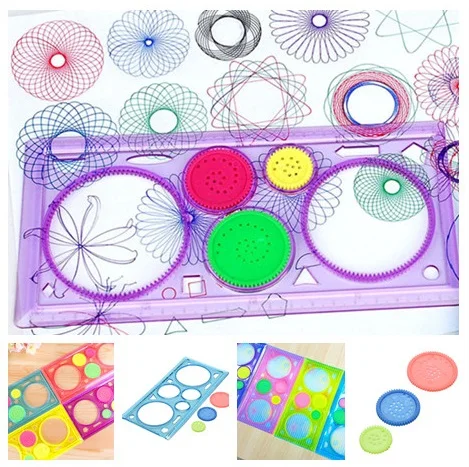 1PC Kids Learning Creative Drawing Tool 20*10cm Children Spirograph Geometric Ruler Stationery For Student Drawing Random Color