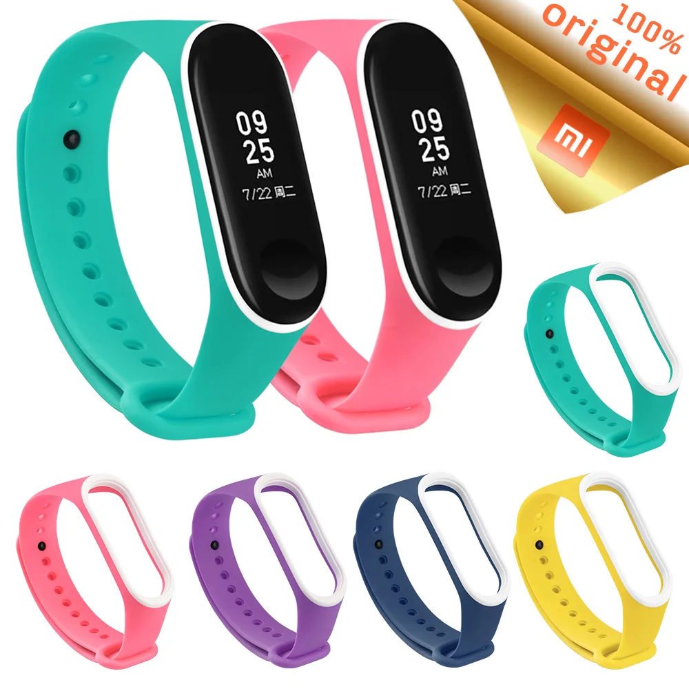 Силиконовый ремешок для Xiaomi Mi Band 3/4 двойные цветные ремешки 4 сменный Браслет