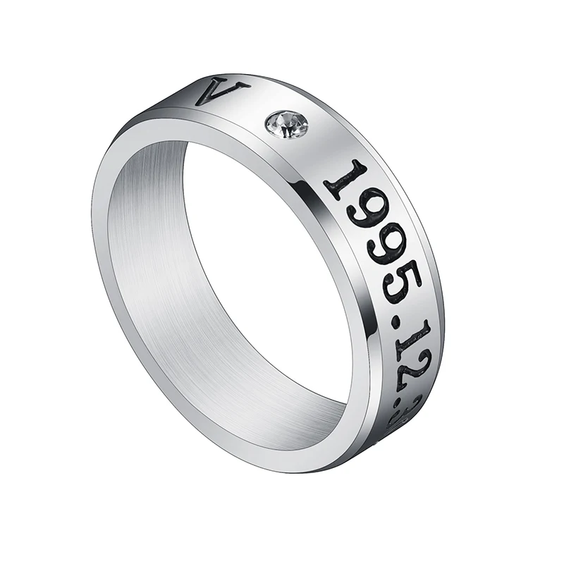 steel V Auxauxme Titanium Steel Rap Monster Zircon Rings Gold Wedding Promise Ring For Women Men Engagement Jewelry Gift - Цвет основного камня: steel V