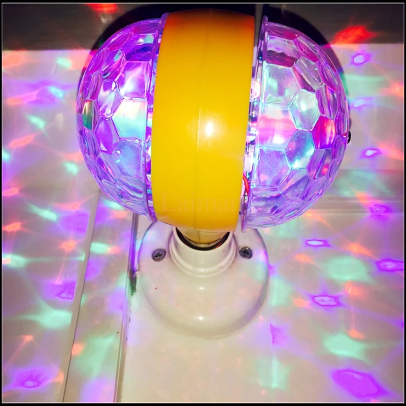 

AC85-220V 3x1W E27 Colorful Auto Rotating RGB Crystal double Balls Magic Stage Light application to bars, disco, ballroom,