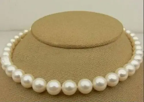 

HOT AAA+ 10-11MM SOUTH SEA WHITE PEARL NECKLACE 18inch 14k/20 GOLD
