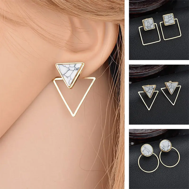 

2019 Retro Women's Fashion Marble Earring Gold Geometric Earrings For Women Wedding Party Christmas Gift Cheaper Wholesale