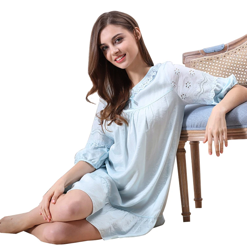 2017 new summer cotton sexy sleep skirt female collar collar lace large