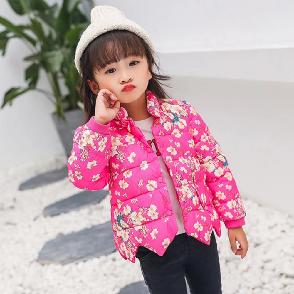 

Winter Kids Girls Print Down Jacket Baby Girls Children Warm Coat