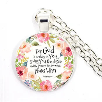 

Philippians 2:13 For God Is Working In You Bible Verses Nursery Verse Necklace Fashion Jewelry Religion Pendant Christian