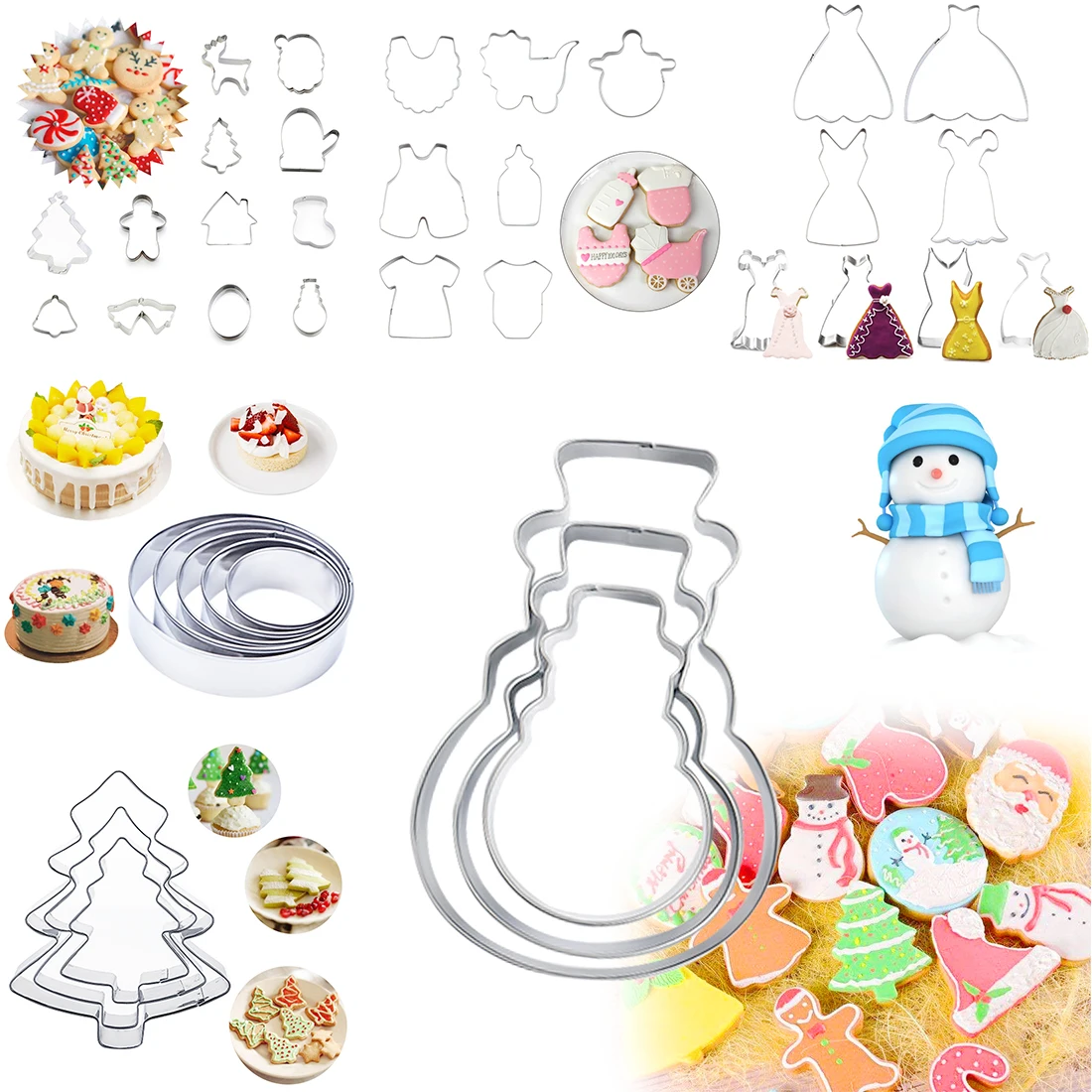 

1 Set Stainless Steel Wedding Dress Flower Shape Biscuit Mold Cookie Cutters Chocolate Soap Mold Cake Stencils Baking Tools