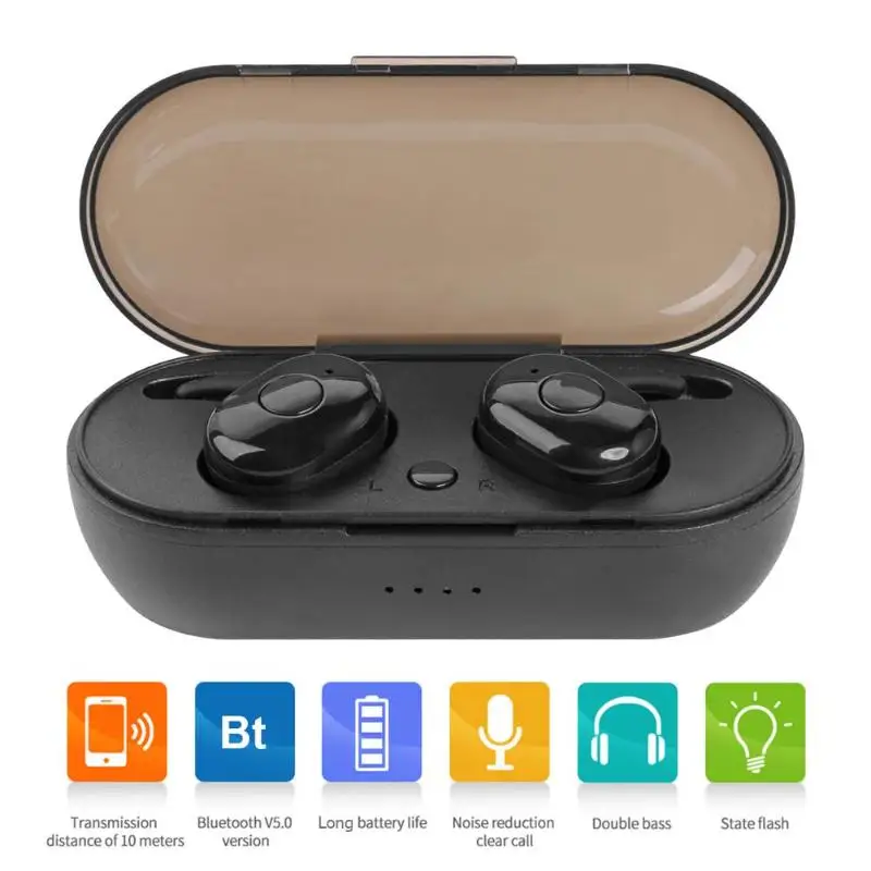 

TWS-1350 Bluetooth 5.0 Wireless Earphones Headphones with Mic Charging Box