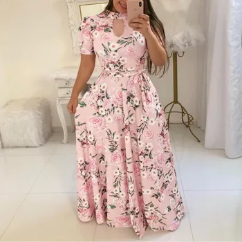 

Women Summer Maxi Dress Short Floral Printed Summer Dress Lazy Swing Party Long Dresses Summer Dress 2019 Vestido De Verano