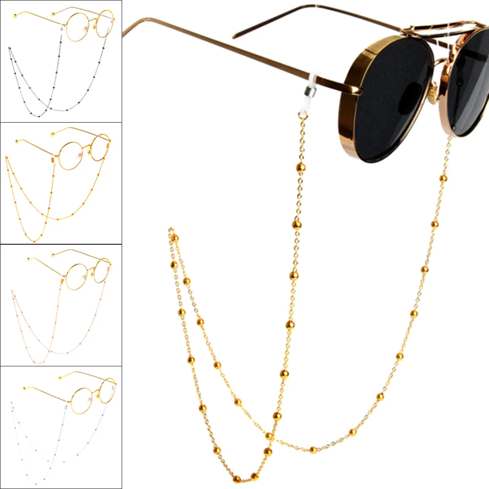 70cm Elegant Eyeglass Chain Sunglasses Reading Beaded Glasses Chain Eyewear Rope Lanyards Rose Gold Silver Glass Cord Neck Strap