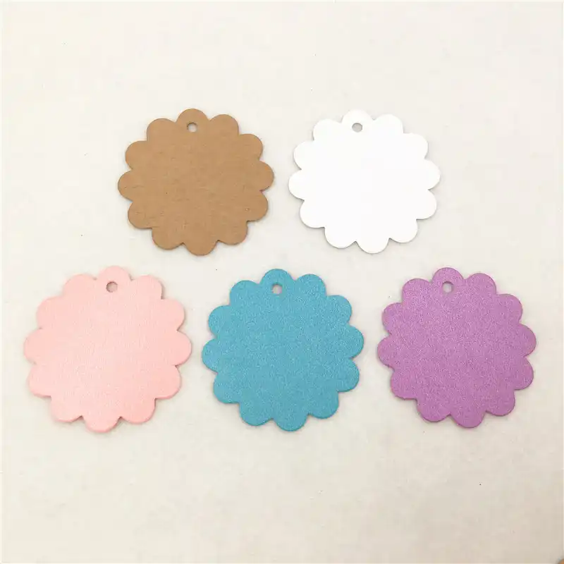 300pcs 6*6cm Kraft paper Lace round small label blank paper card identification card hand soap tag